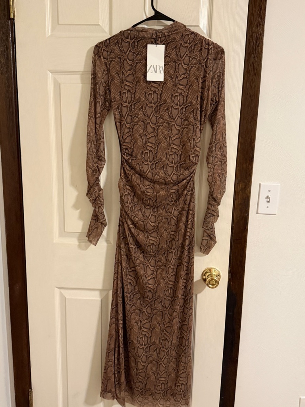 Zara Brown Snakeskin-Print Dress - Picture 5 of 8